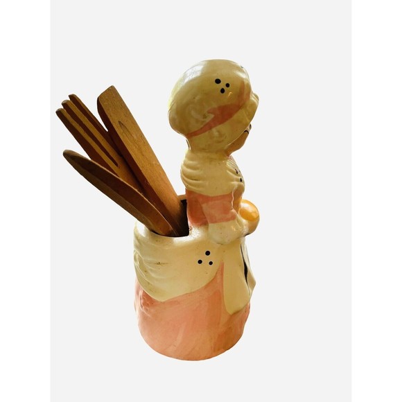 VTG Utensil Holder Kitchen Grandma Granny Pottery - Picture 5 of 5